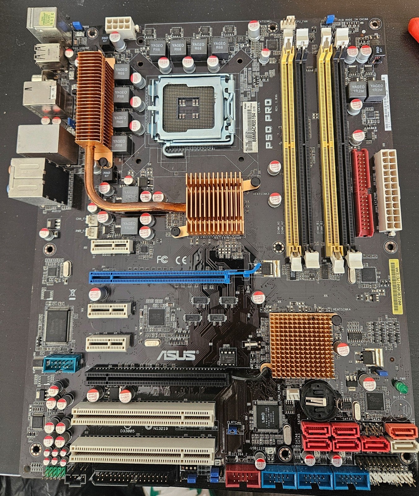 ASUS P5Q PRO Rev. 1.03G – LGA775 – P45 – DDR2 – Ongetest, Ophalen of Verzenden, DDR2, LGA 775