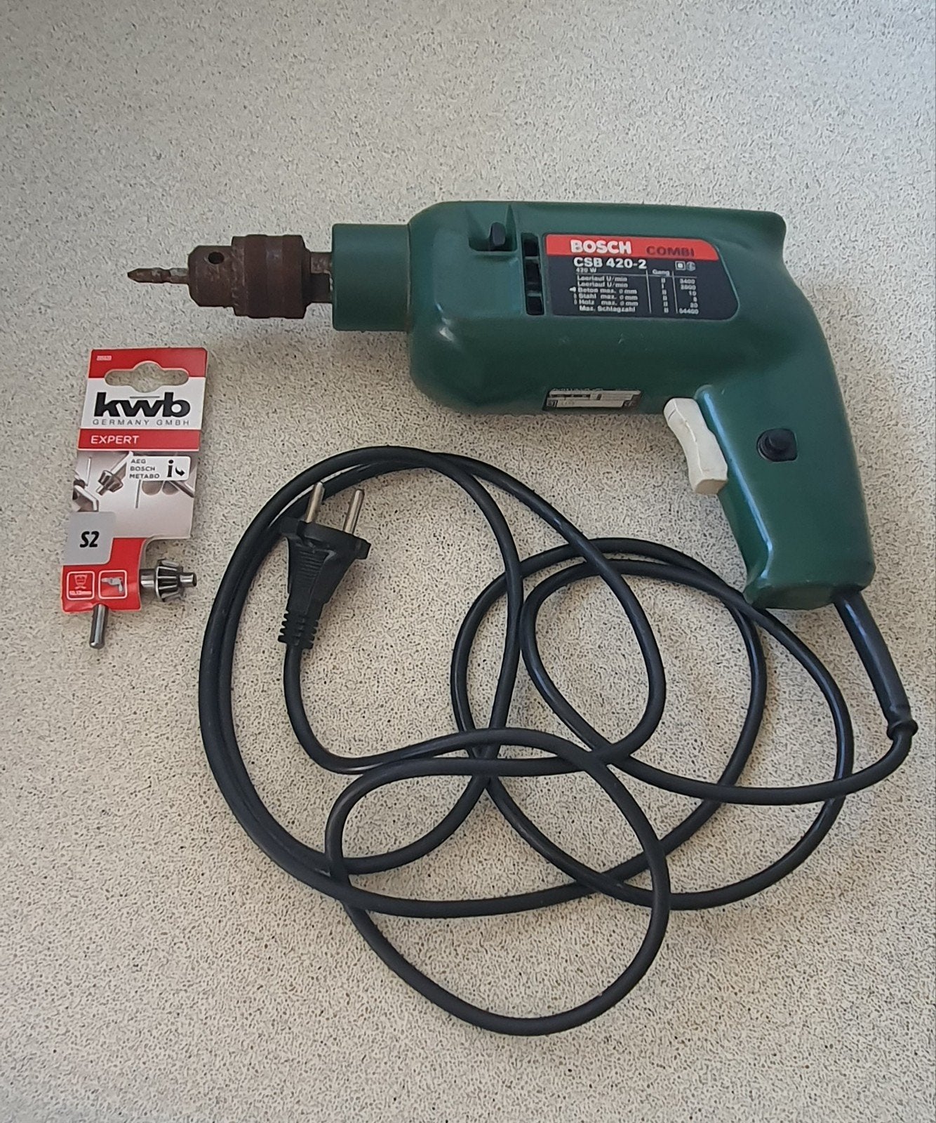 Bosch Combi CSB 420 W Boormachine met nieuwe boorkopsleutel, Ophalen of Verzenden, Gebruikt
