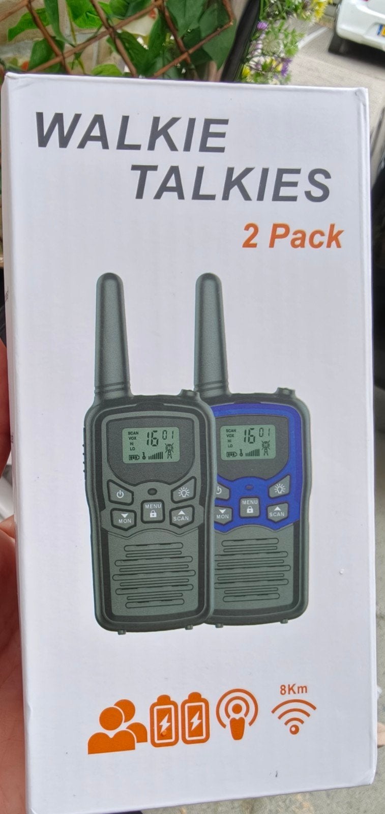 2x2 Walkie Talkies 8km bereik - Nieuw in doos, Ophalen of Verzenden, Nieuw, 5 tot 15 km, Portofoon of Walkie-talkie