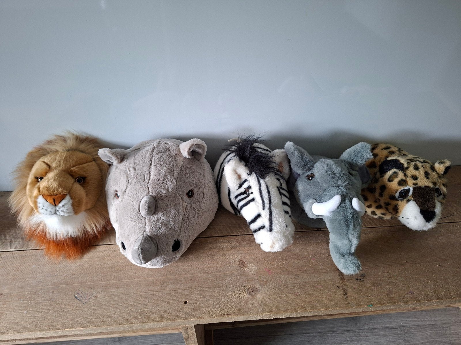 Pluche Dierenkoppen voor Kinderkamer - Jungle Thema, Ophalen of Verzenden, Gebruikt, Meerkleurig, Overige typen