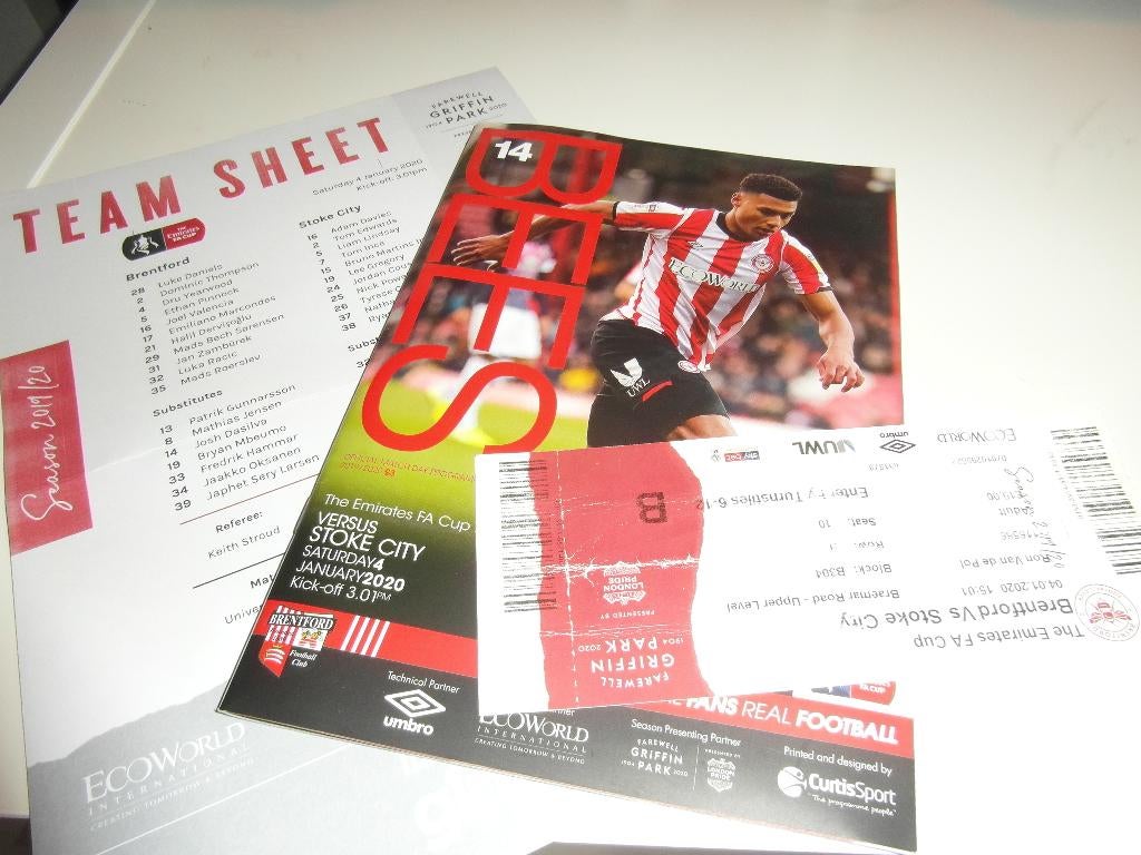 programma ticket Brentford stoke city fa cup 4 jan 2020, Ophalen of Verzenden, Zo goed als nieuw, Buitenlandse clubs, Boek of Tijdschrift