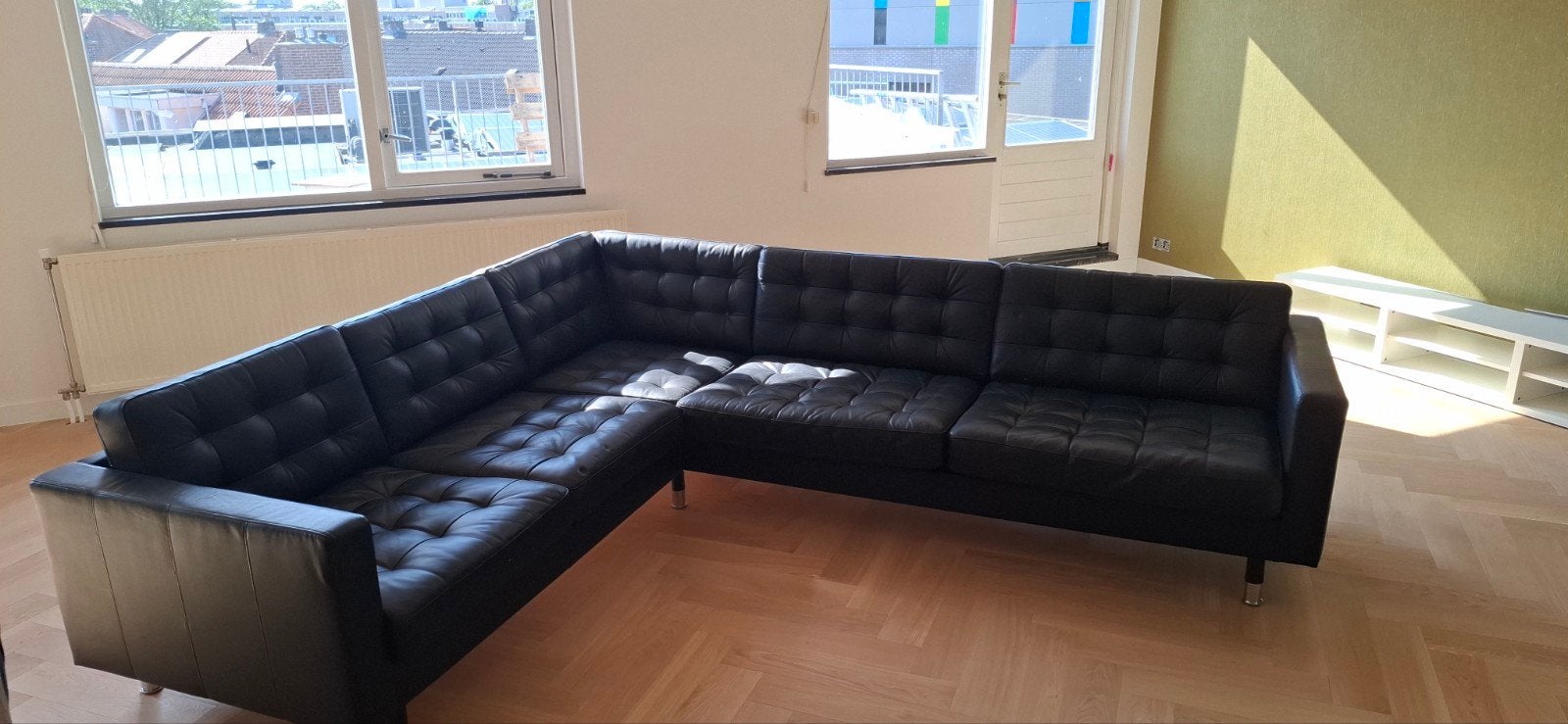 zwarte loungebank, Ophalen, Gebruikt, Leer