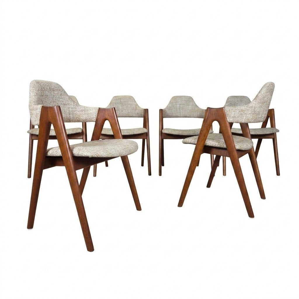 Kai Kristiansen 'Compass Chair' vintage deense eetkamerstoel, Ophalen, Gebruikt, Bruin, Kai Kristiansen