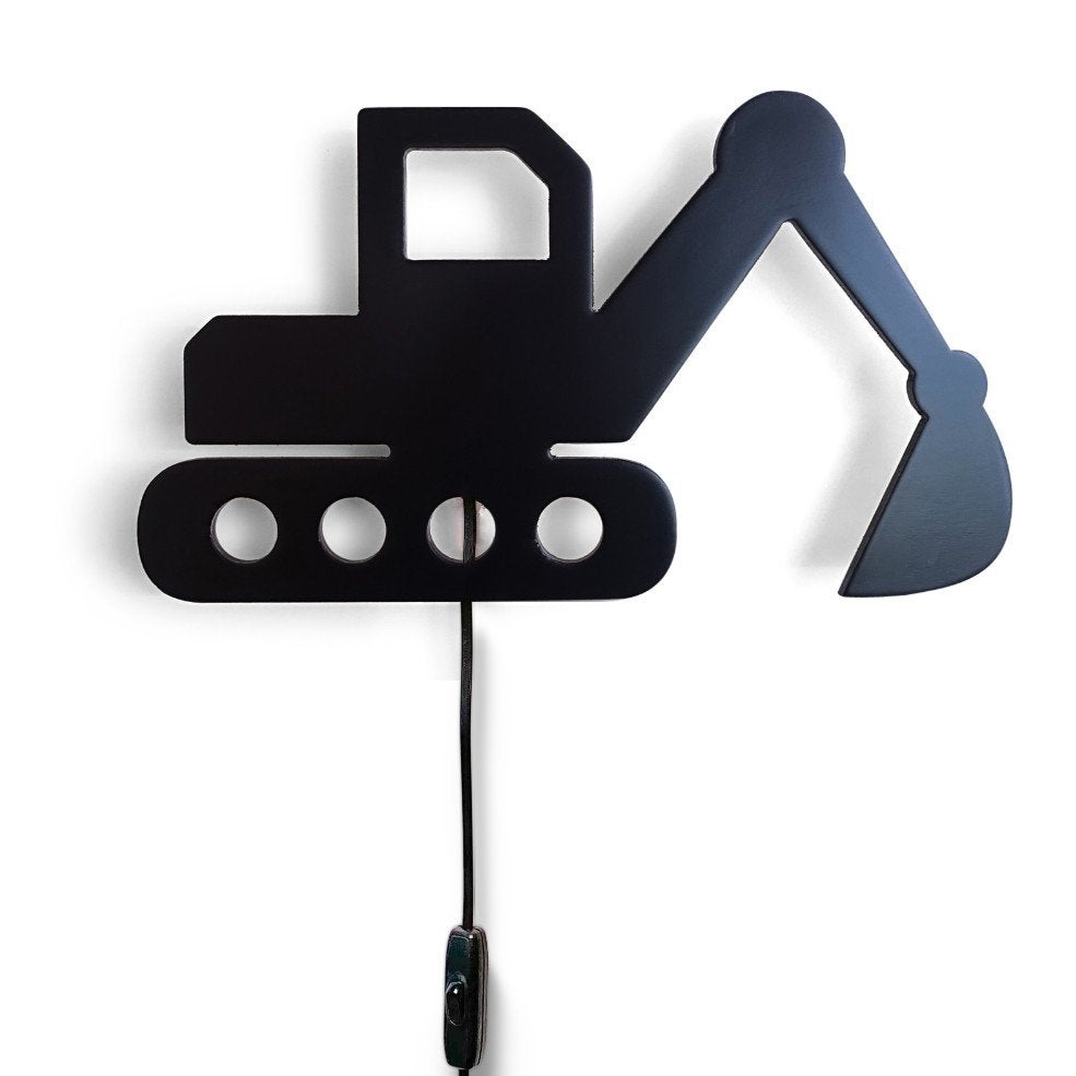 Stoere Toddie graafmachine wandlamp voor kinderkamer, Overige merken, Zwart, Handgemaakt, Ophalen of Verzenden