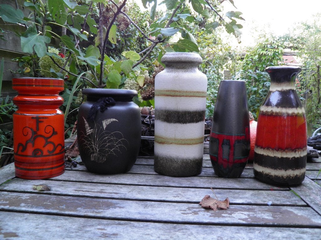 Vazen west germany e.a., Huis en Inrichting, Woonaccessoires | Vazen, Ophalen of Verzenden, Zo goed als nieuw, Overige kleuren