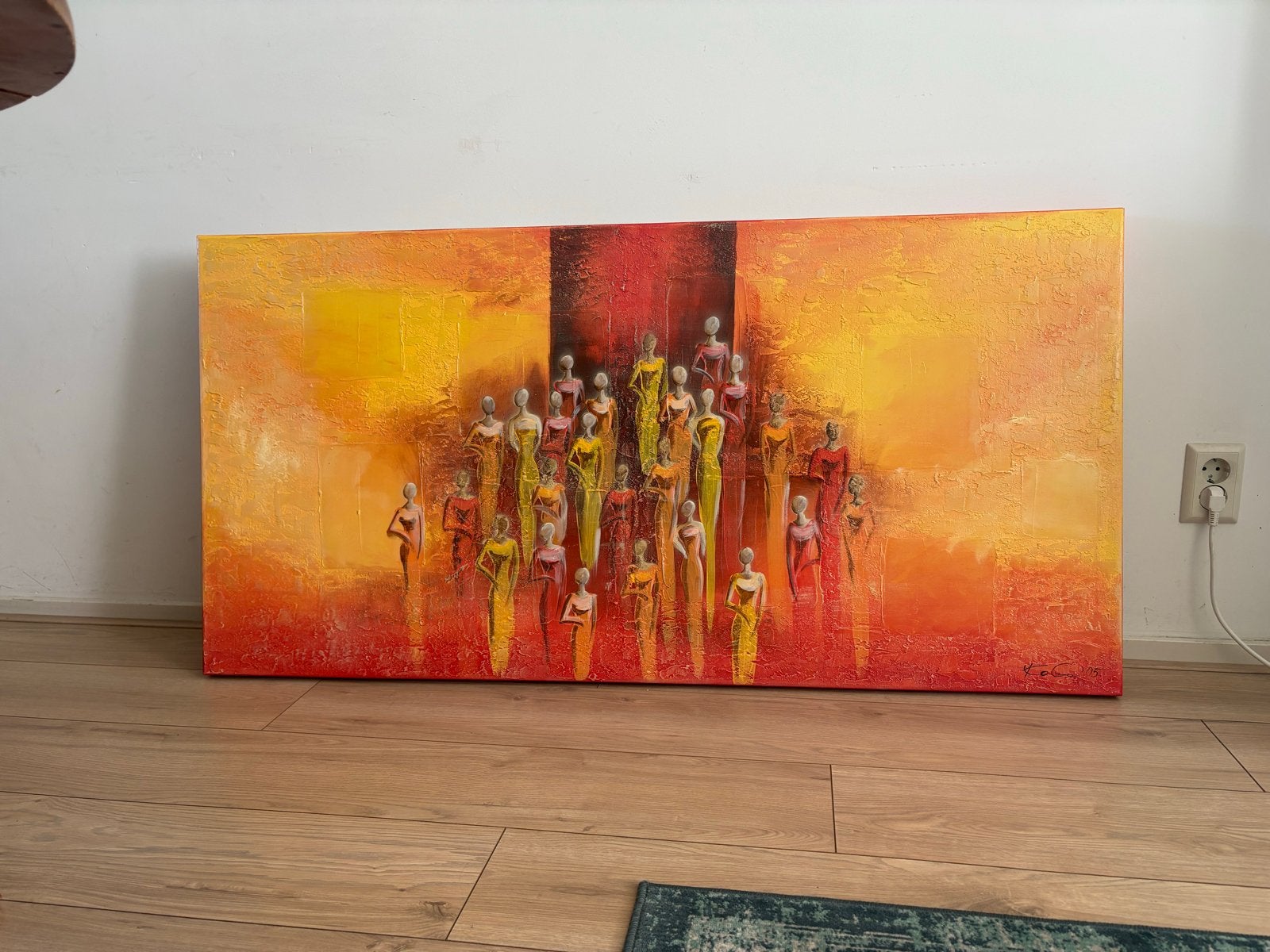 KoGa 2005 Modern schilderij met figuren in warme tinten, Antiek en Kunst, Kunst | Schilderijen | Klassiek, Ophalen, Acrylverf
