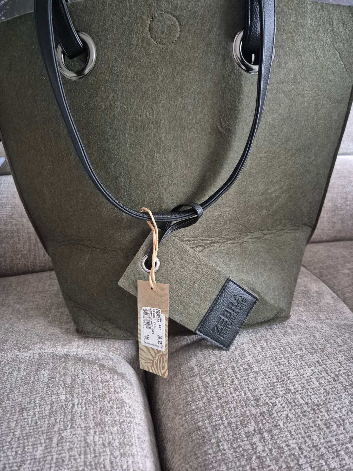 Zebra Trends Shopper Vilt Legergroen - Nieuw met kaartje, Ophalen of Verzenden, Nieuw, Groen, Shopper