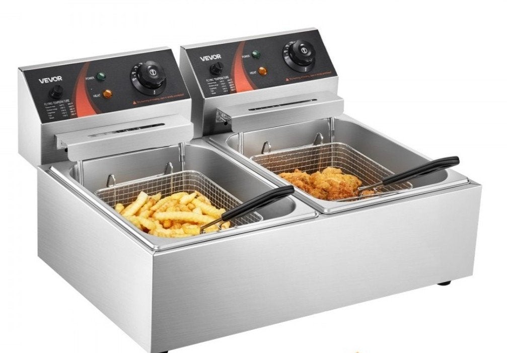 FRITUUR/ OLIEBOLLEN FRITEUSE HUREN BALKBRUG - RVS, 2x 6 ltr, Ophalen, Zo goed als nieuw, Overige