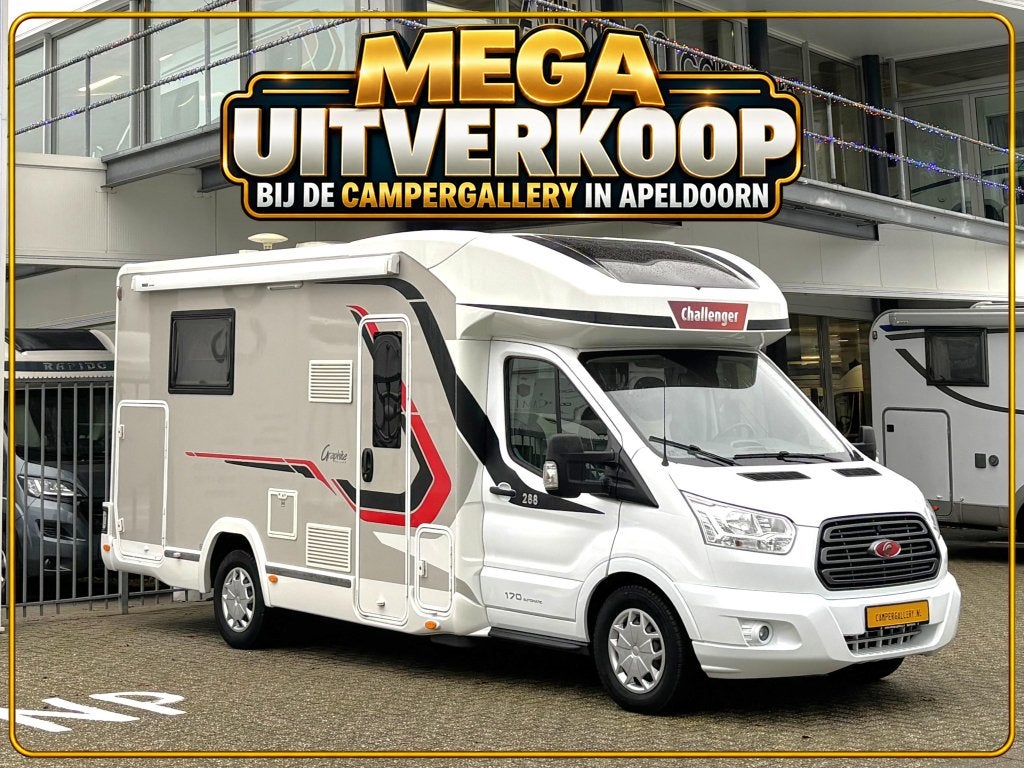 Challenger Graphite 288 AUTOMAAT 15.000KM! QUEENSBED HEFBED, Caravans en Kamperen, Automaat, Ford, 6 tot 7 meter, Bedrijf