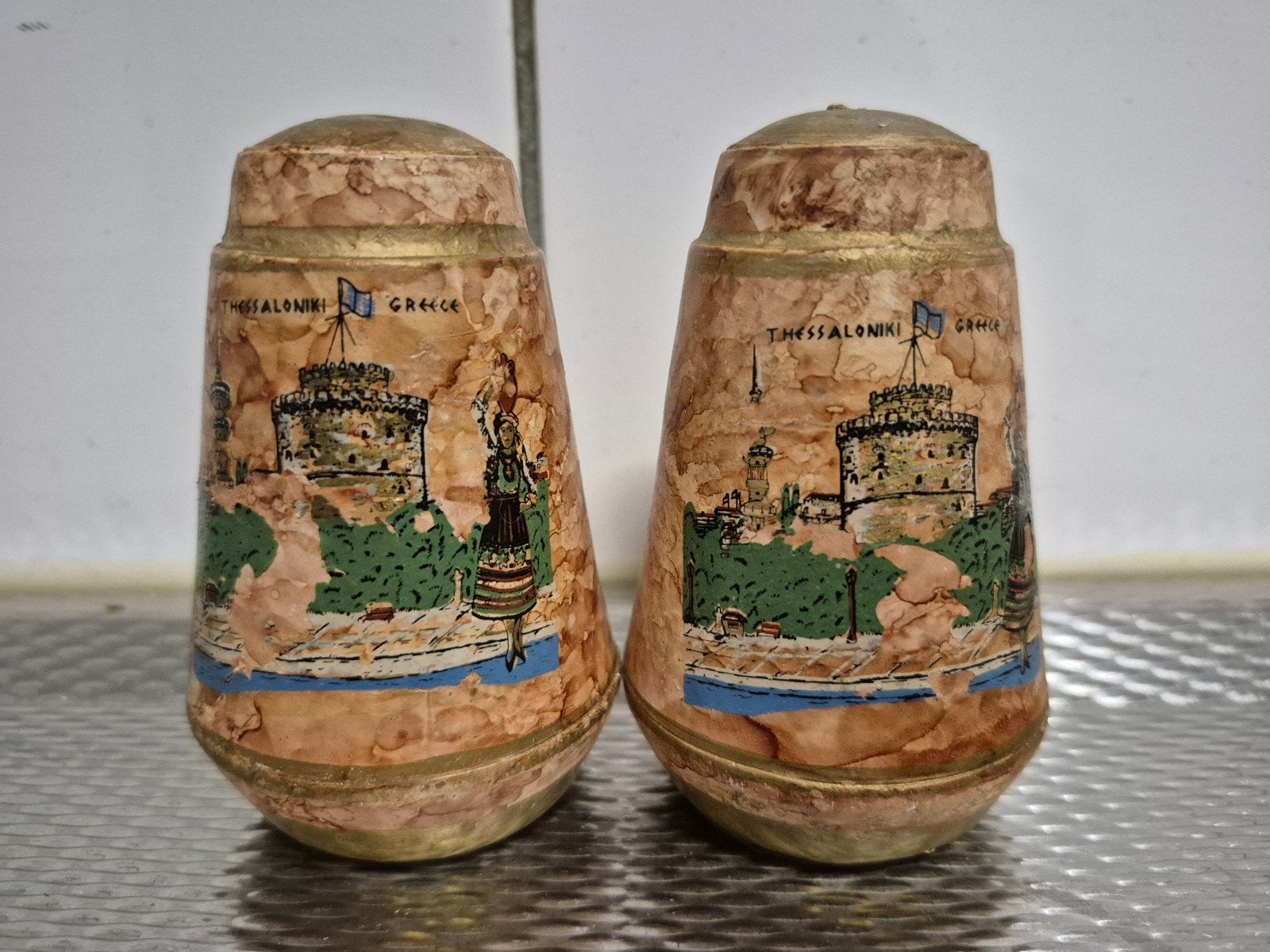 Vintage Peper- en Zoutstel uit Griekenland - Thessaloniki, Overige typen, Ophalen of Verzenden, Gebruikt
