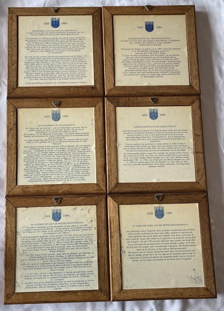 Delfts blauwe 6x boerderijen tegels - 175 jaar stad Tilburg, Ophalen of Verzenden