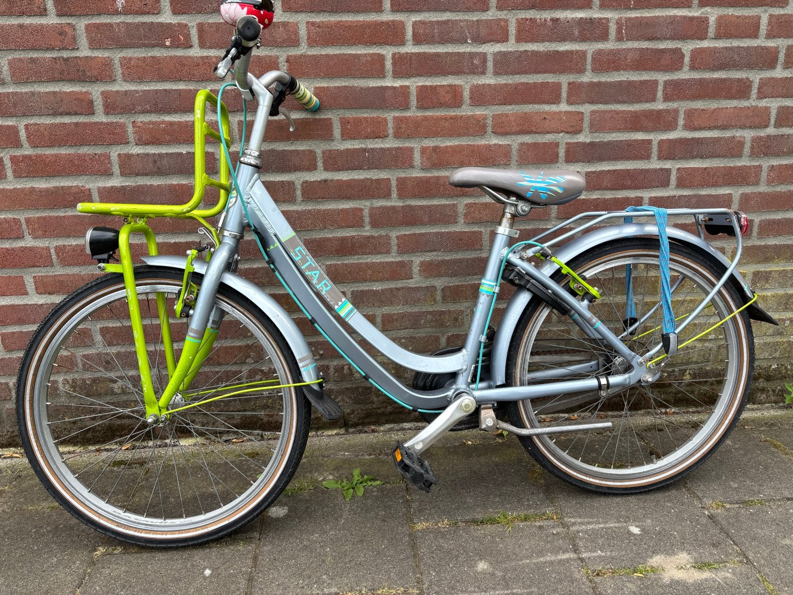 Star Meisjesfiets 22 inch - Grijs/Neon Groen, Fietsen en Brommers, Gebruikt, Velgrem, Handrem, Ophalen