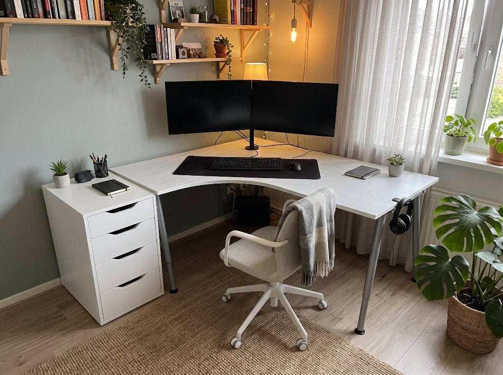 Hoekbureau met ladekast, Huis en Inrichting, Ophalen, Gebruikt, 120 cm, Scandinavisch