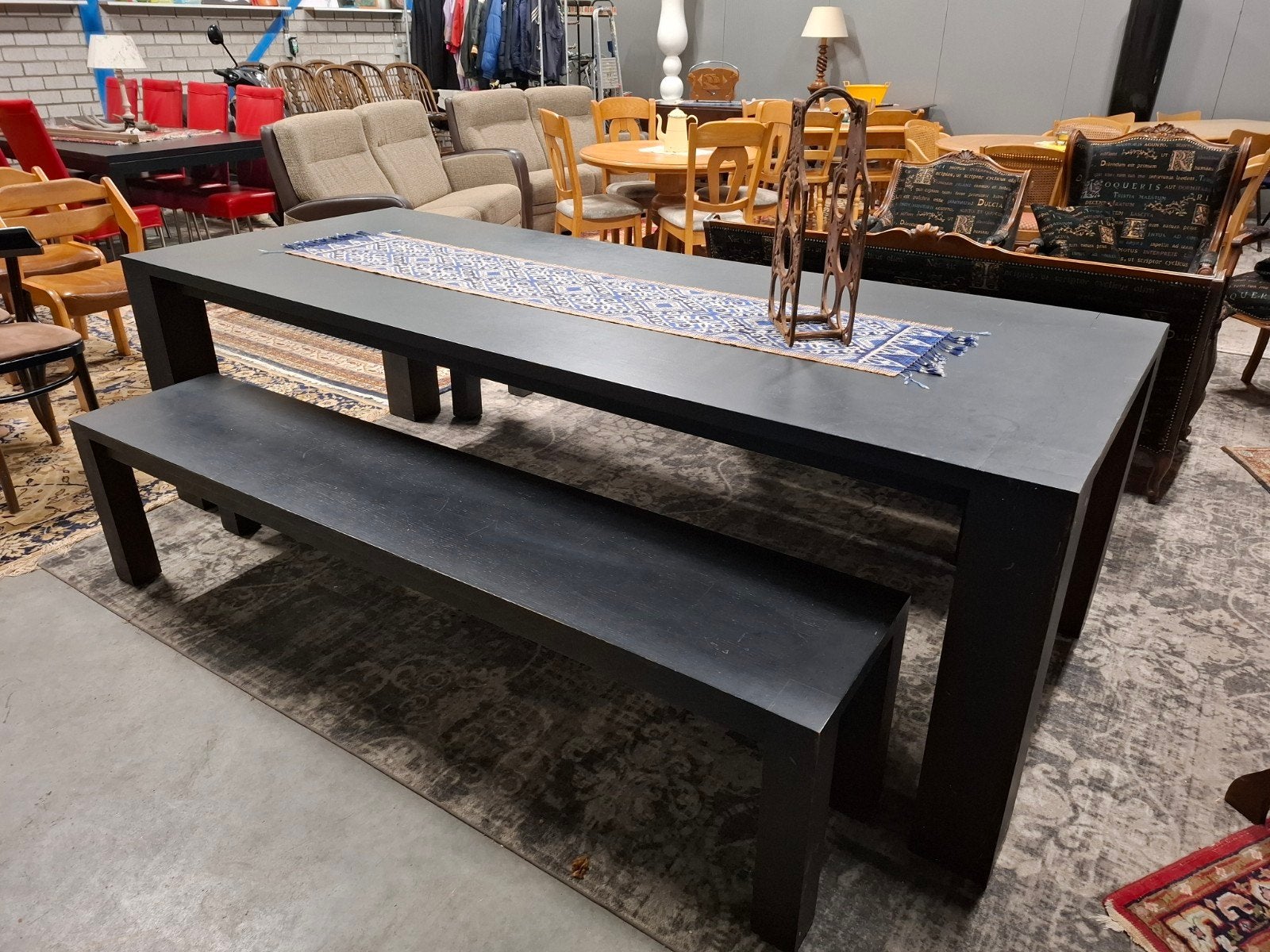2x bank met XL tafel massief hout supercool! Zie omschr,, Ophalen, Gebruikt, Hout