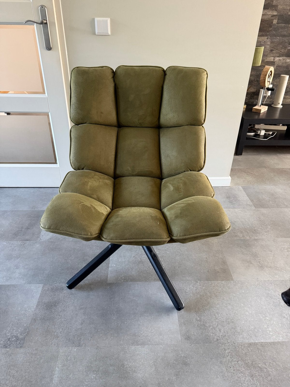 Fauteuil Daan van Goossens - Groen, Huis en Inrichting, Fauteuils, Ophalen, Zo goed als nieuw, Stof, 75 tot 100 cm