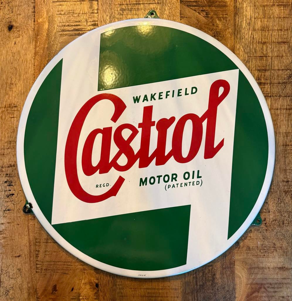 Emaille Reclamebord Castrol Motor Oil, Ophalen of Verzenden, Reclamebord