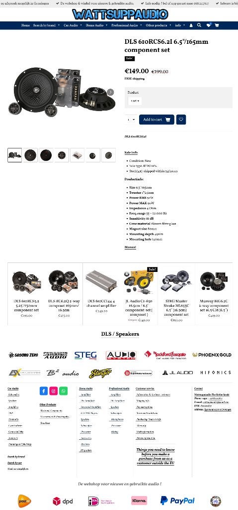 DLS 610RCS6.2I 6.5"/165mm composet / Speakers HQ, Auto diversen, Info@optimount.nl, Nieuw, Ophalen of Verzenden, Anholtseweg 48A 7091 HB DINXPERLO
