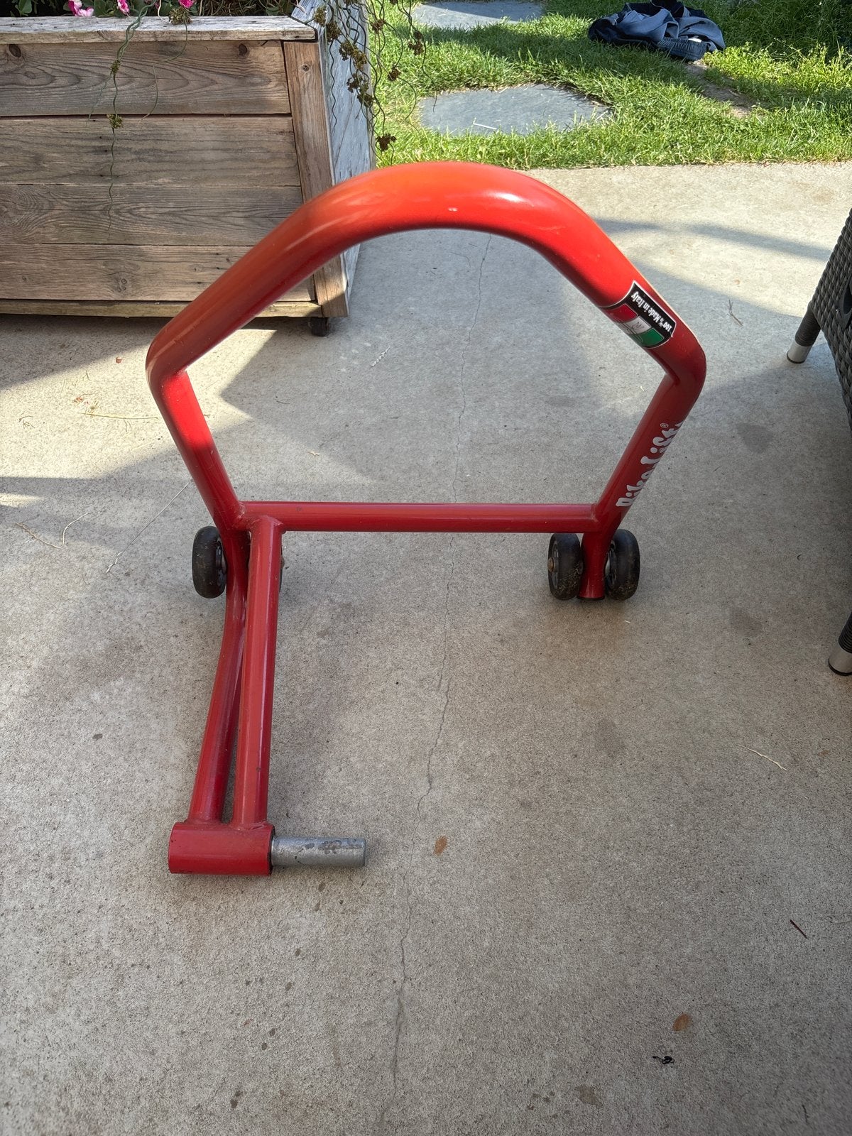 Rode motorfiets paddockstand / achterwielstandaard, Motoren, Accessoires | Overige, Ophalen of Verzenden, Gebruikt