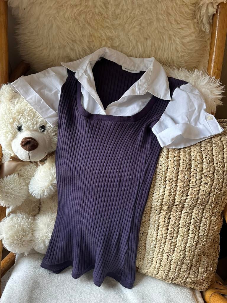 Witte blouse met paarse spencer van jessica, maat s, Wit, Nieuw, Ophalen of Verzenden, Maat 36 (S)