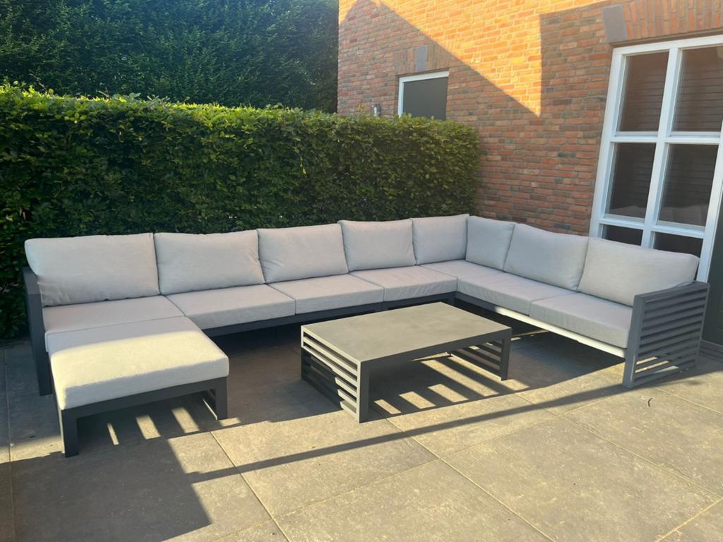 Bellagio loungeset, hoekbank, Ophalen, 6 zitplaatsen, Aluminium, Zo goed als nieuw