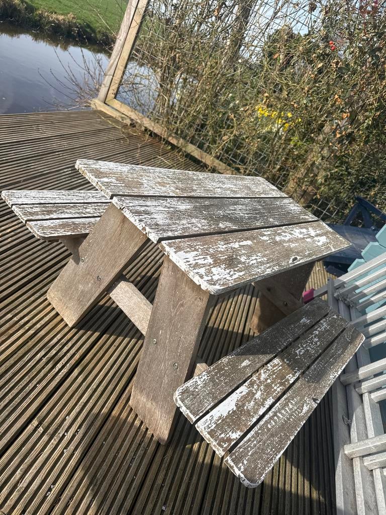 Kinder picknick tafel opknapper, Tuin en Terras, Ophalen, Gebruikt, Hout, Overige typen