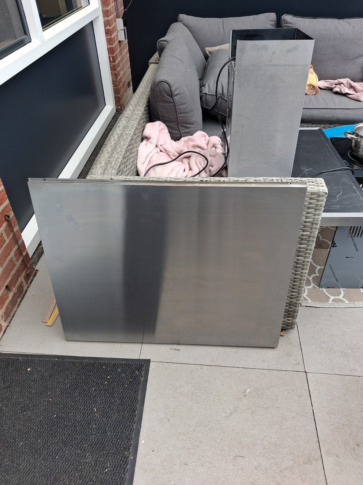 Afzuigkap met achterwand 90 cm, inclusief nieuwe schacht, Ophalen of Verzenden, Gebruikt, Vrijstaand, Wandschouwkap