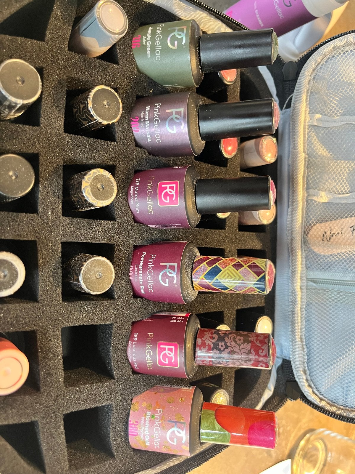 Pink Gellac Gelnagellak Set met opbergtas, Ophalen of Verzenden, Zo goed als nieuw, Overige kleuren, Handen en Nagels