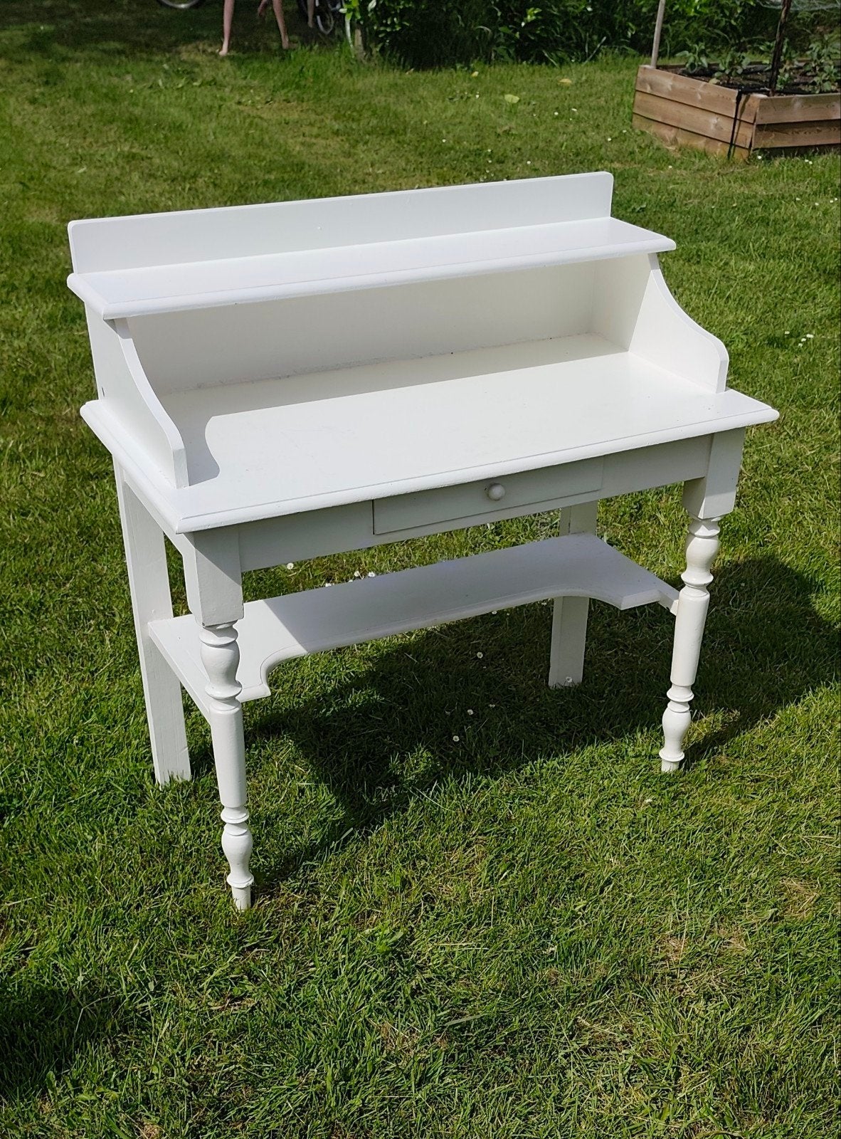 Bureau Secretair brocante wit, Ophalen, Met lades, Gebruikt, Hout