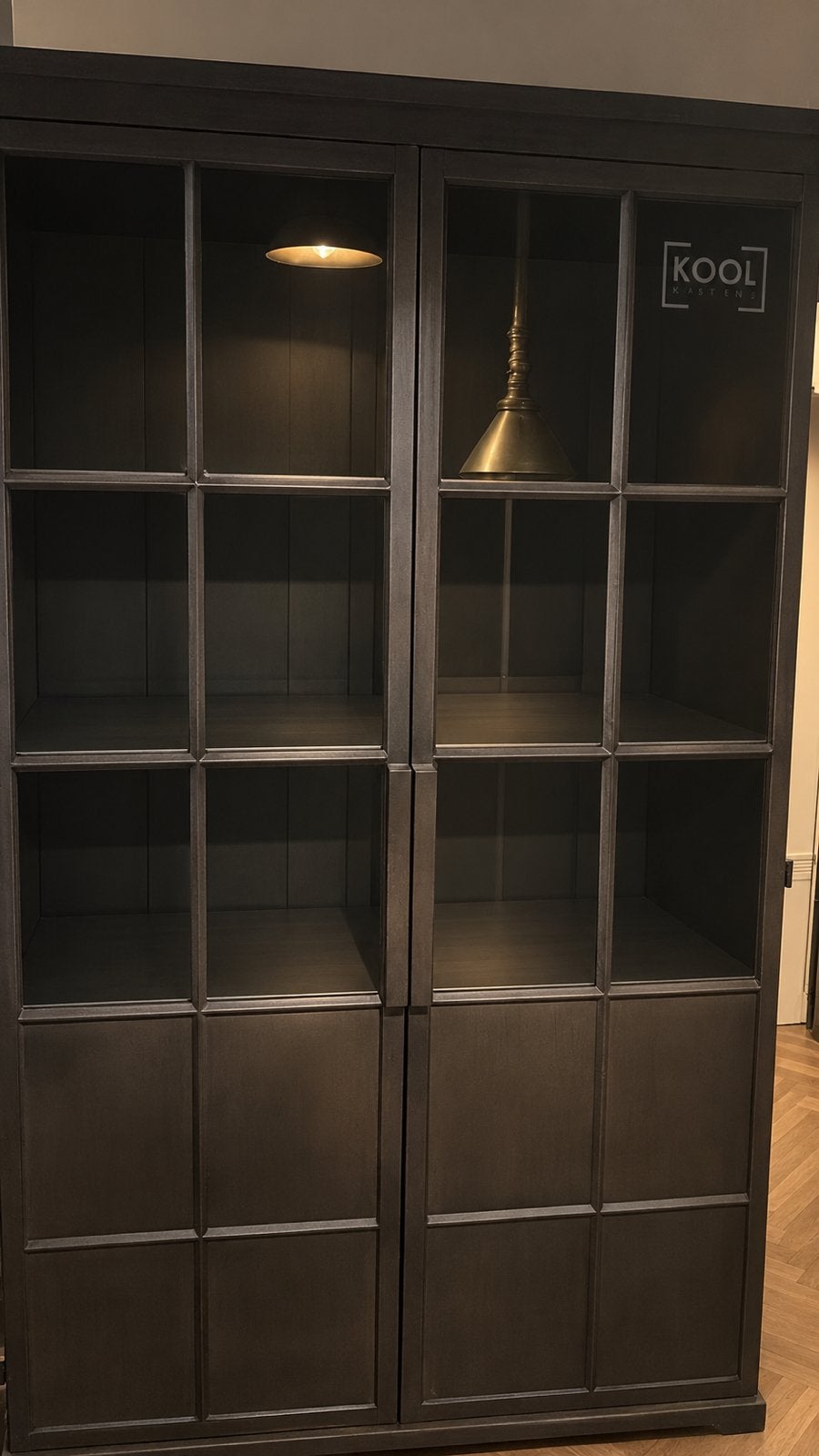 vitrinekast / servieskast met glas – landelijk industrieel, Huis en Inrichting, Ophalen, 50 tot 100 cm, 150 tot 200 cm, 25 tot 50 cm