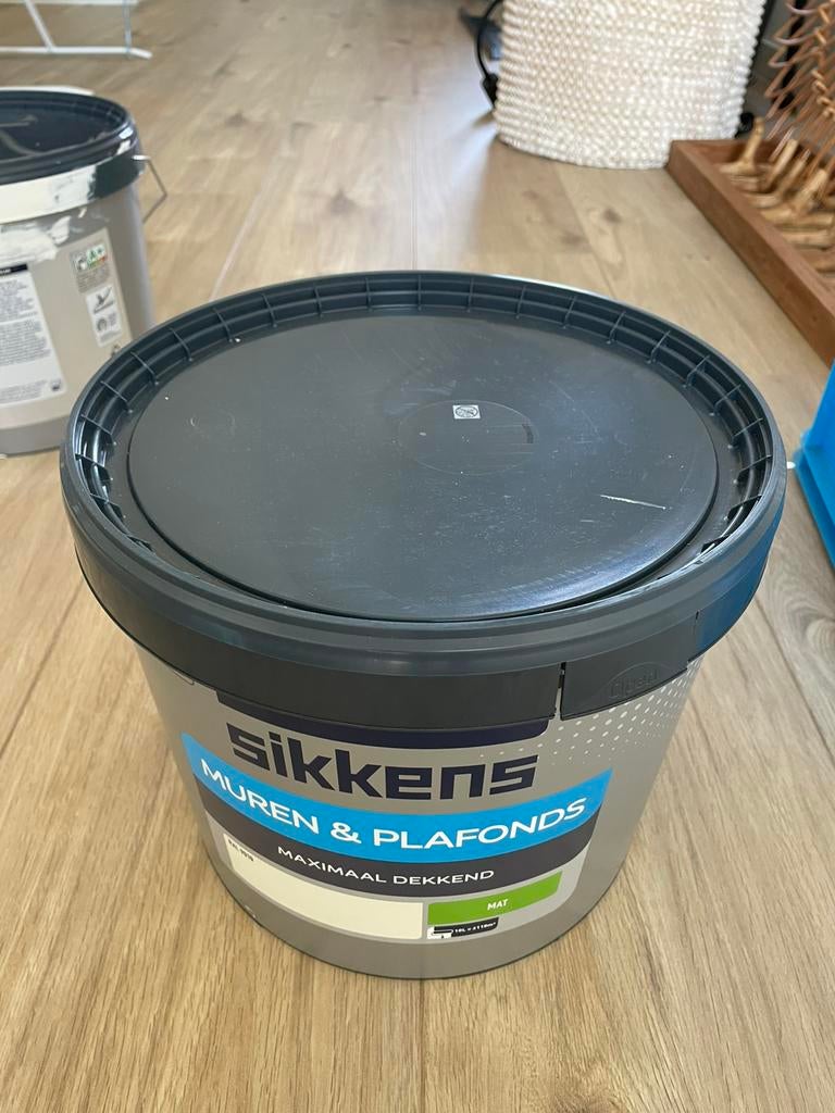5 liter 9010 Sikkens muurverf, Ophalen of Verzenden, Zo goed als nieuw, Wit