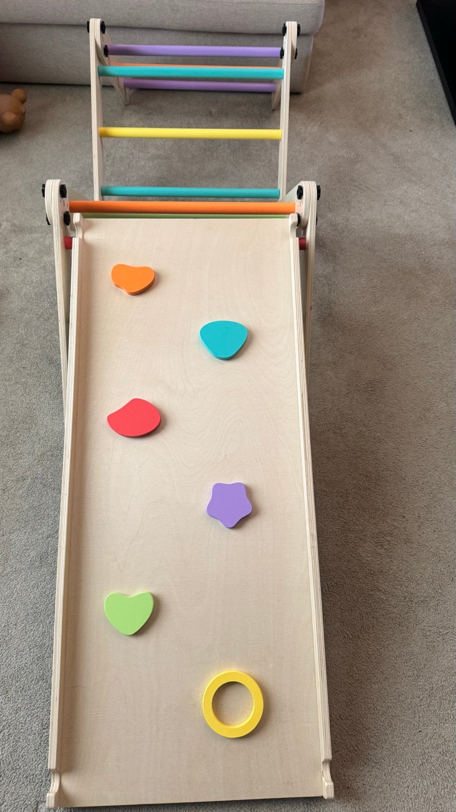 COSTWAY Montessori Klimrek met Glijbaan - 5-in-1, Kinderen en Baby's, Speelgoed | Houten speelgoed, Ophalen, Zo goed als nieuw
