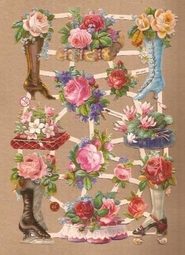 Bloemen met laarzen en schaatsen poezieplaatjes 7350, Ophalen of Verzenden