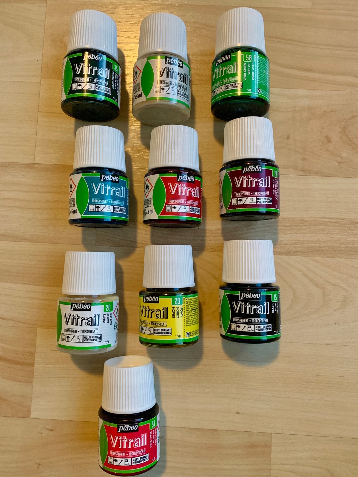 Pebeo Vitrail 10 potjes glasverf solvent 45 ml NIEUW!, Ophalen of Verzenden, Nieuw, Overige typen