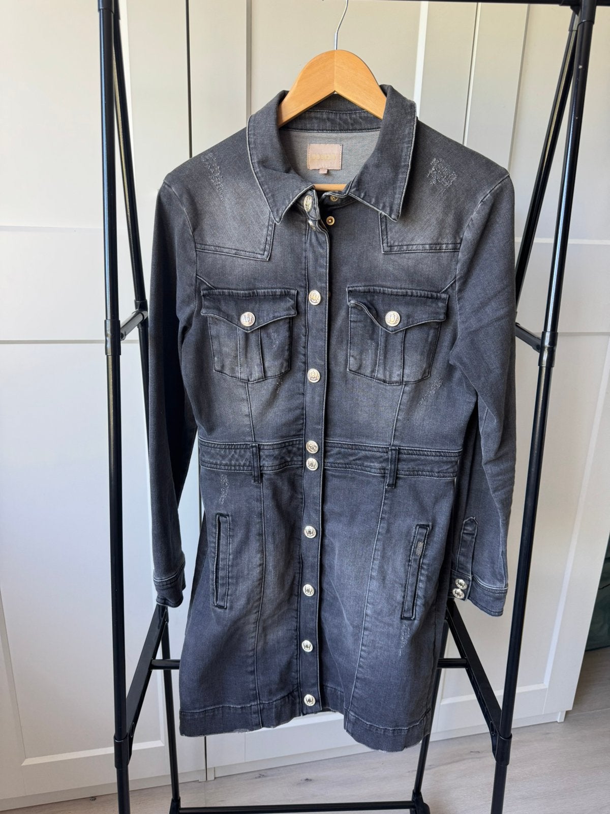 Josh V denim jurk grijs maat L, Kleding | Dames, Maat 42/44 (L), Ophalen of Verzenden, Zo goed als nieuw, Grijs