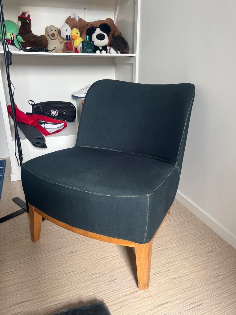 Stockholm fauteuil IKEA donkerblauw, Huis en Inrichting, Fauteuils, Gebruikt, 50 tot 75 cm, 75 tot 100 cm, Ophalen