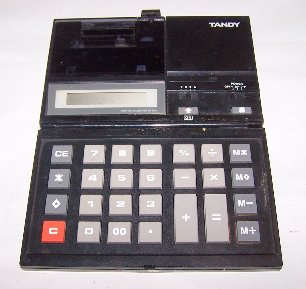Vintage Tandy EC-3020 rekenmachine met ingebouwde printer., Verzamelen, Ophalen of Verzenden, Computers en Rekenmachines