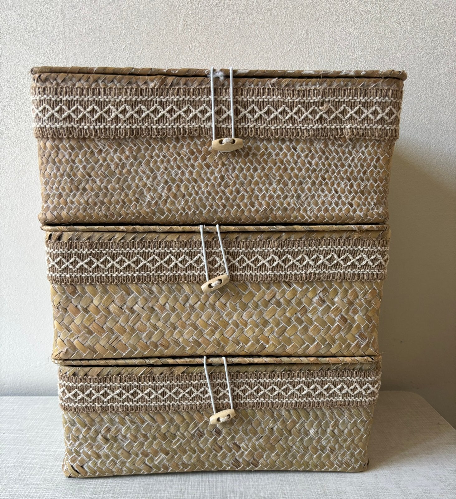 Opbergmandjes  3 stuks afm. 30 x 21 x 12 cm, Ophalen of Verzenden, Zo goed als nieuw