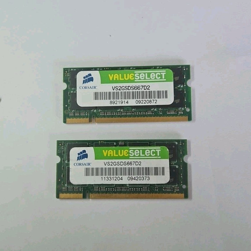 Corsair Value Select 2x 2GB DDR2-667 SO-DIMM – 4GB, Computers en Software, Ophalen of Verzenden, DDR2, Laptop