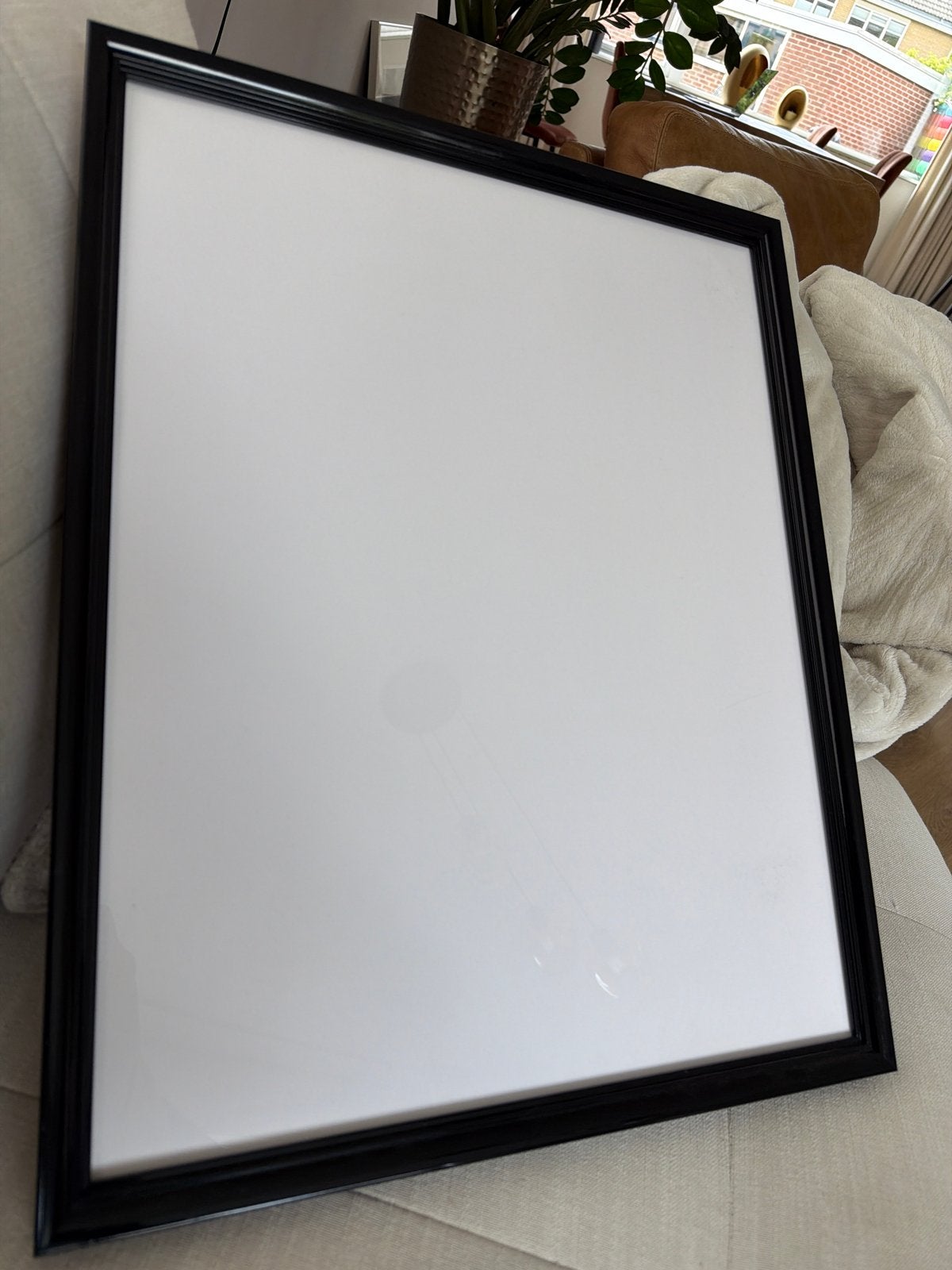 Zwarte fotolijst met glas, nieuwstaat, 60x40 of 50 cm, Ophalen, Overige materialen, Minder dan 50 cm, 50 tot 75 cm