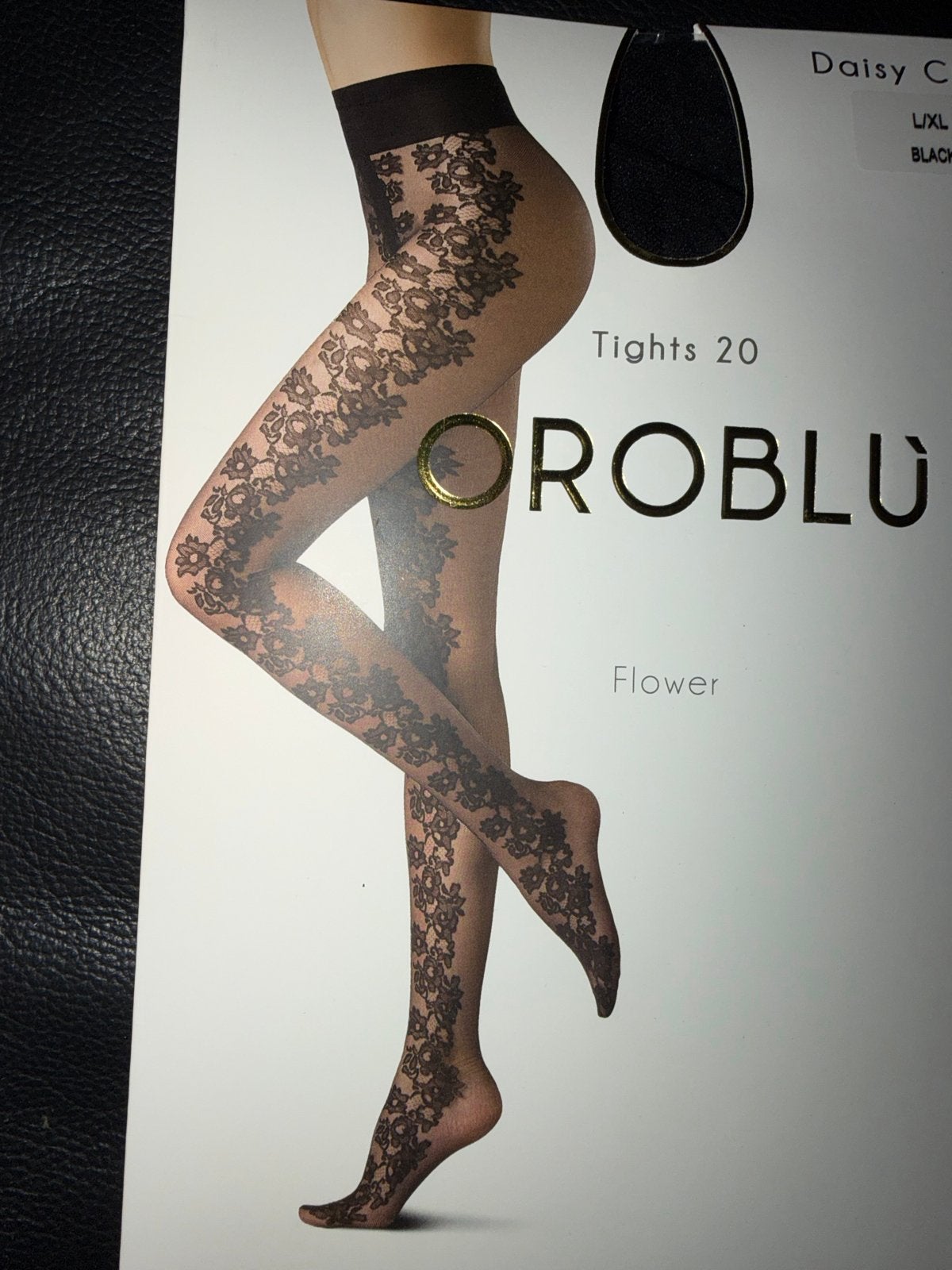 OROBÙ Daisy Chain Panty L/XL Zwart Bloemenpatroon 20 Den, Maat 48/52 (XL), Zwart, Nieuw, Ophalen of Verzenden