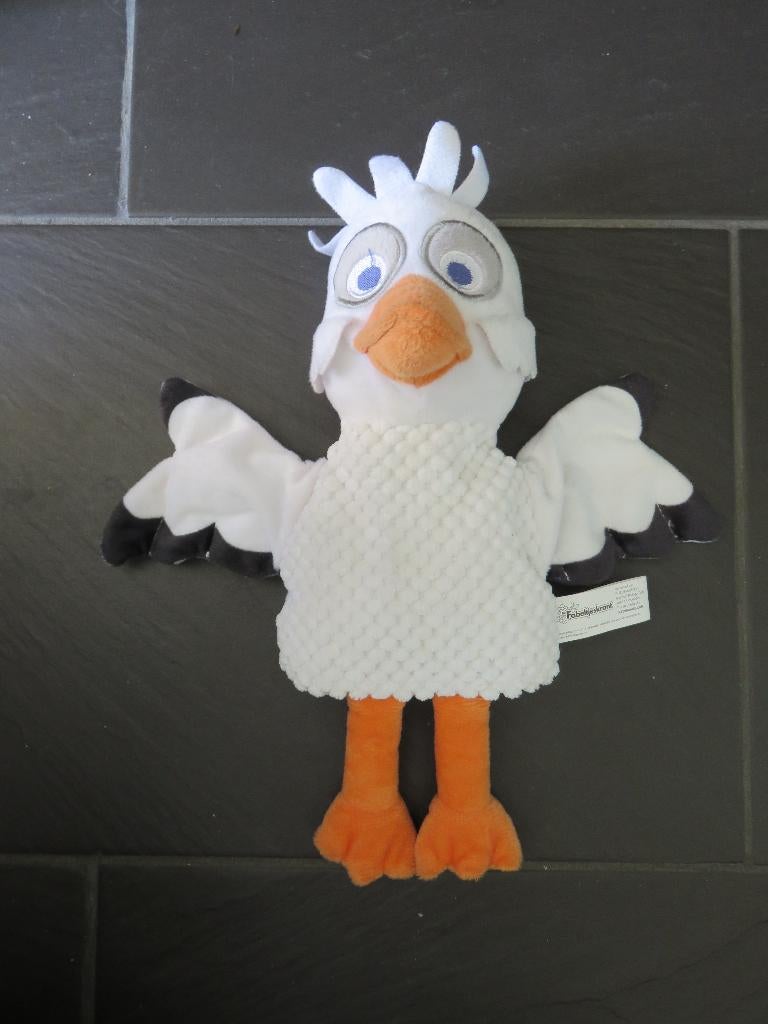 Handpop ooievaar, de fabeltjeskrant, 25cm groot., Ophalen of Verzenden, Zo goed als nieuw, Ontdekken