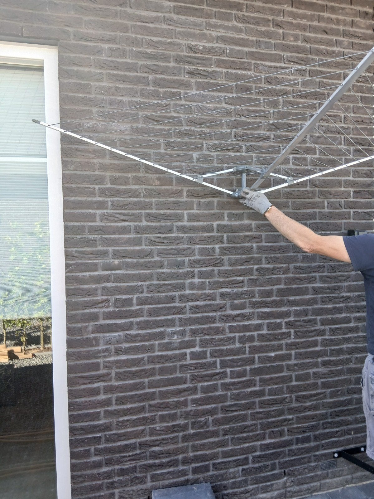Als nieuw Wanddroogrek 18 meter drooglijn, Ophalen, Zo goed als nieuw, Droogmolen
