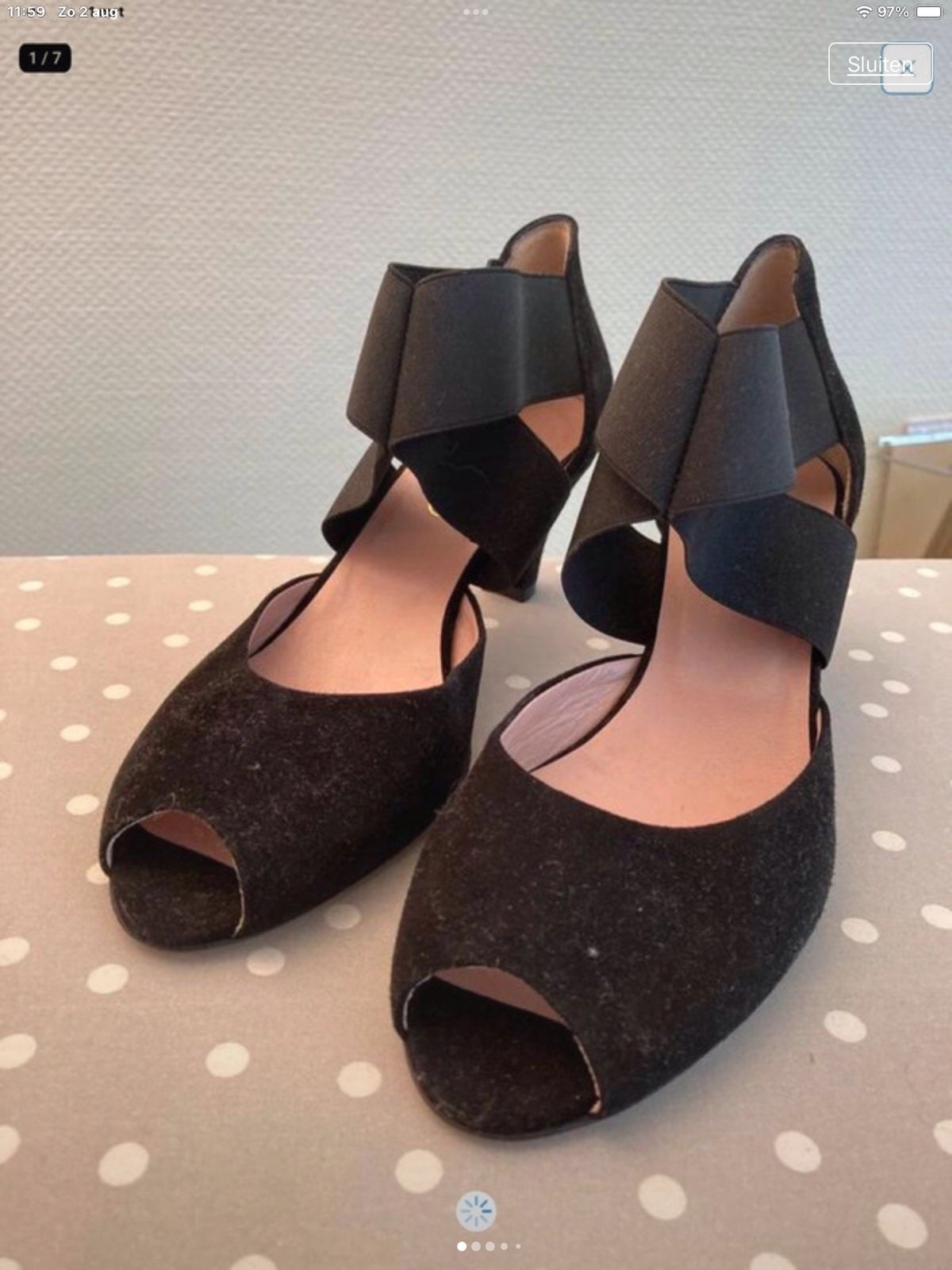 Zwarte leren pumps van Nalini maat 40, Verzenden, Zwart, Zo goed als nieuw, Schoenen met hoge hakken