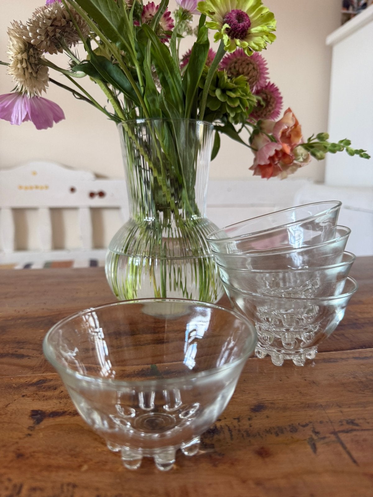 Set vintage dessertschaaltjes, Ophalen, Zo goed als nieuw, Rond, Glas