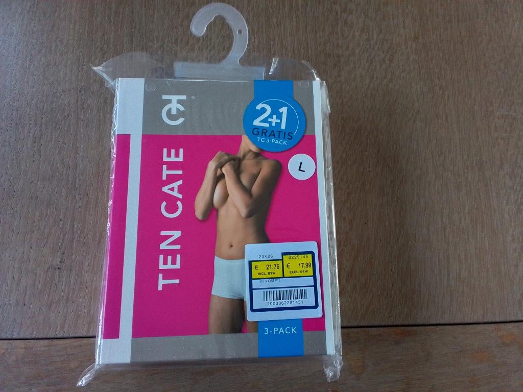 Dames short. Ten cate. Nieuw. Maat L wit, Ophalen of Verzenden, Wit, Slip
