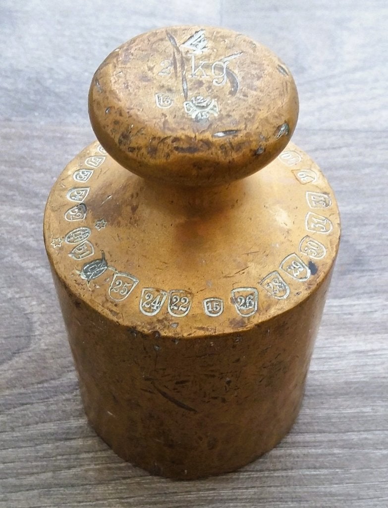 Jaar 1813 - 1860 ijken Gewicht 2 kilo Knopgewicht Weegschaal, Ophalen of Verzenden