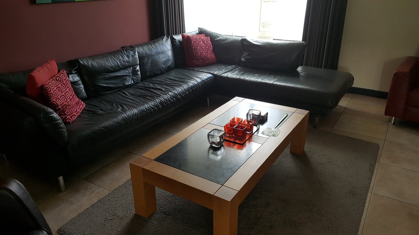 Te koop: Leren hoekbank Natuzzi, antraciet donker grijs, Ophalen, Gebruikt, Leer, Modern