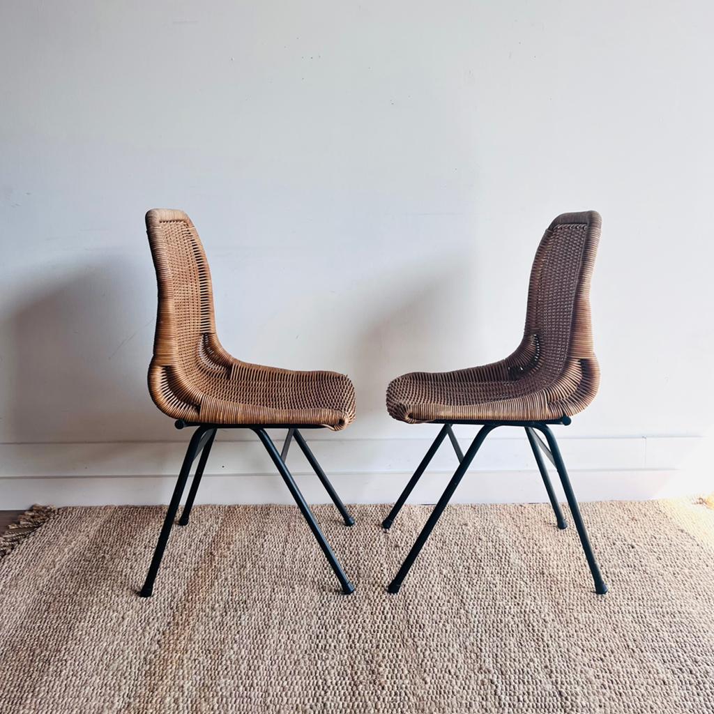 2 Dirk van Sliedrecht rotan rieten stoelen vintage, Ophalen, Vintage, X, X