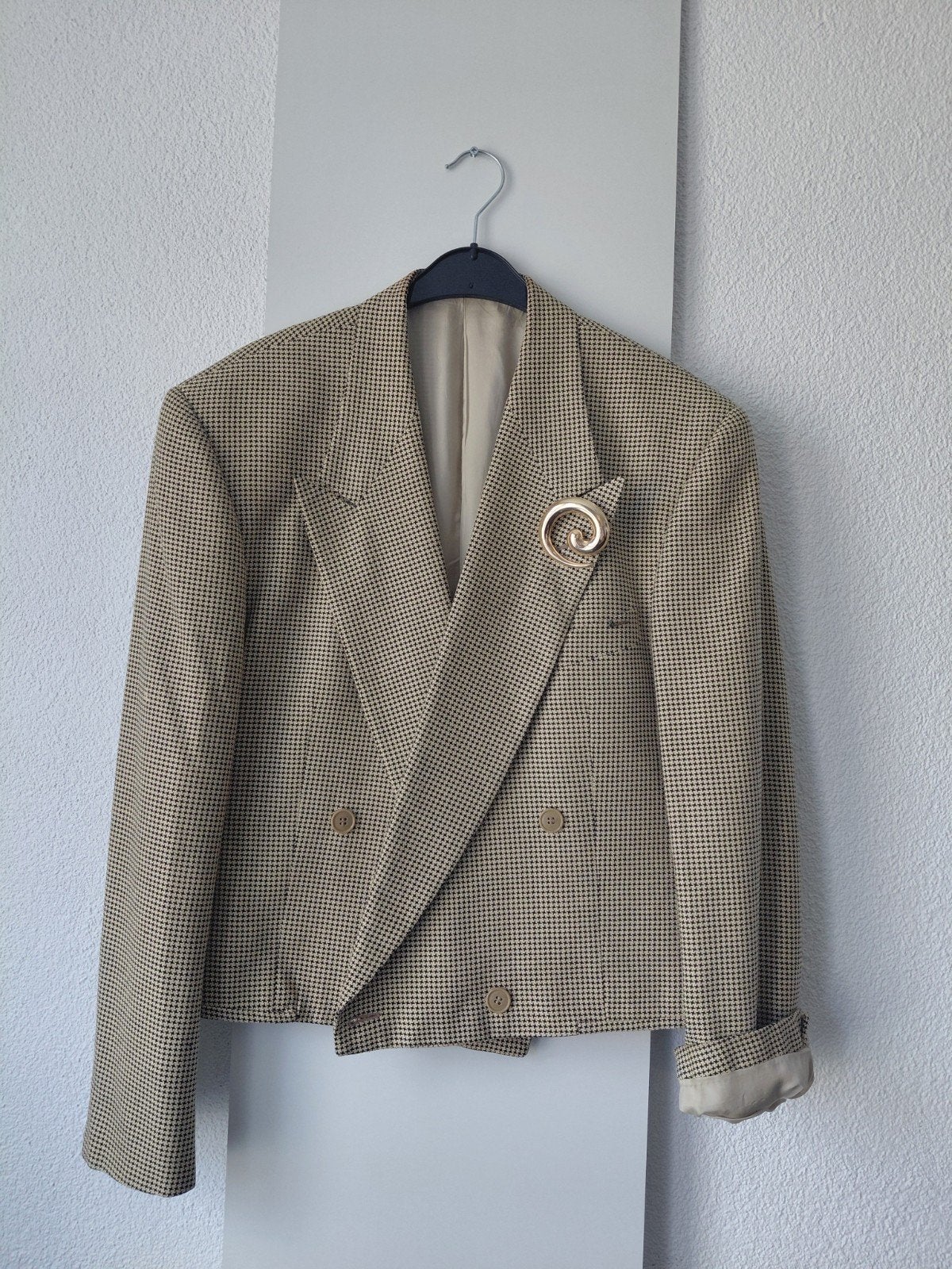 GIORGIO ARMANI crop blazer m/l, Beige, Maat 42/44 (L), Ophalen of Verzenden, Zo goed als nieuw