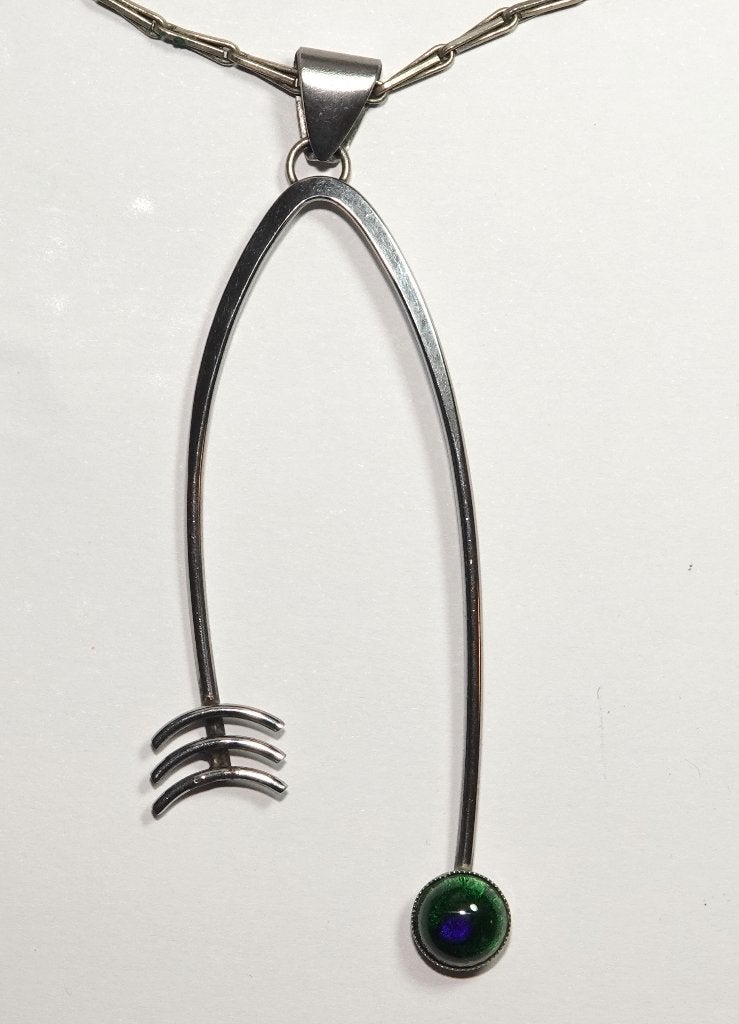 Edelstaal 'boze oog' hanger ( 'arti' ) bijpassende ketting, Ophalen of Verzenden, Gebruikt, Zilver, Overige materialen